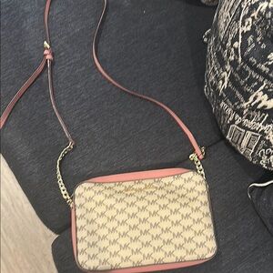 Michael Kors Pink and Tan Crossbody Bag